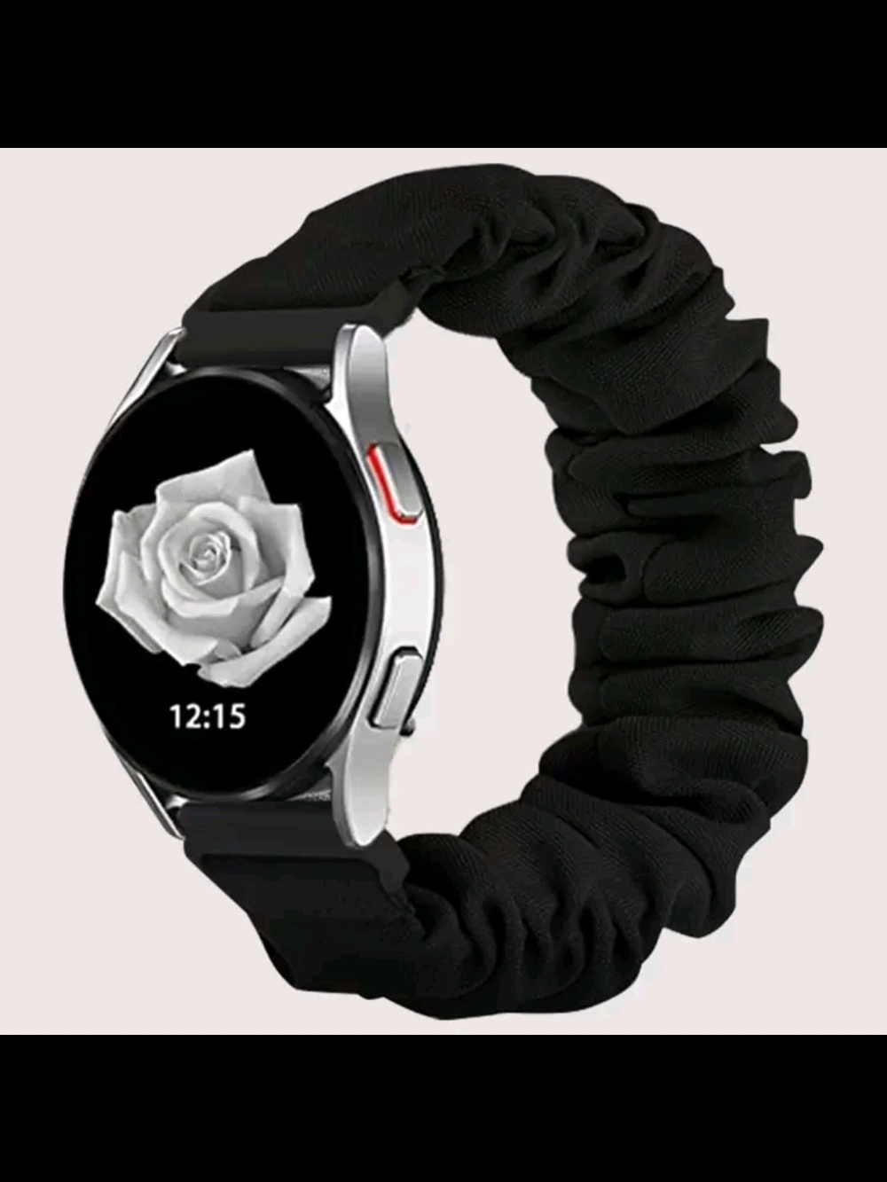 Black Scrunchie Watch Band Samsung Smartwatch 20mm NWT BAND ONLY